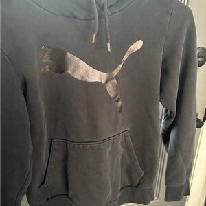 Puma Charcoal Hoodie with Pink Accent
